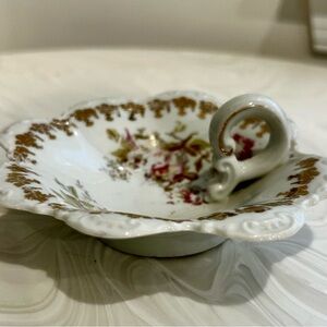 Antique Hand Painted Nappy Gold Trim with Roses O&EG Royal Austria trinket dish